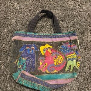 Laurel Burch Multicolored Dog Design Shoulder Bag